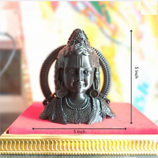 Ram Lalla Face Murti For Home Puja & Decor, Ayodhya Ram Lalla - 5 Inch