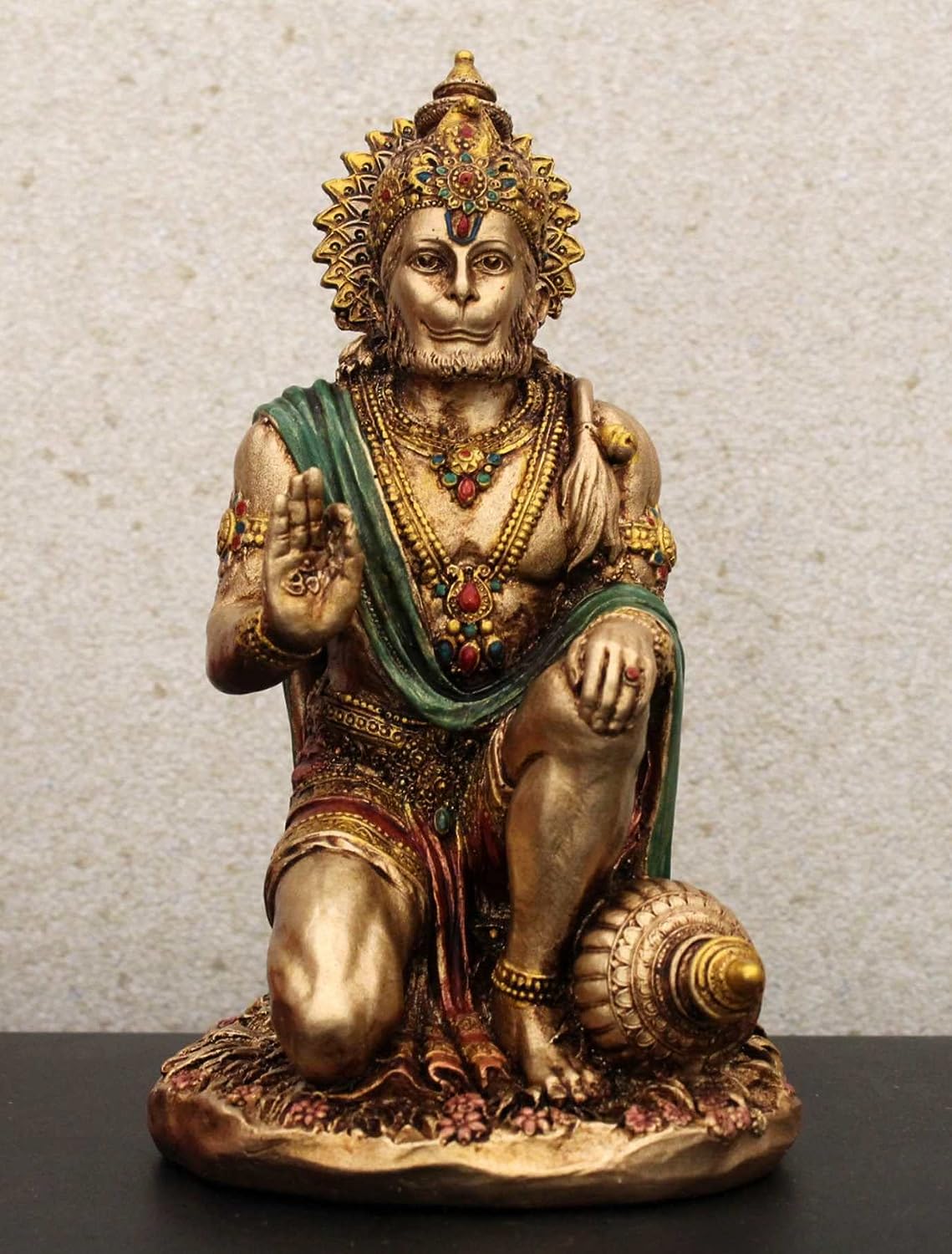 Resin Hanuman Statue for Home Temple, Pooja Room Decoration Items, Hanuman Ji Murti, Bajrang bali Statue, Home Temple Decor Idol, 18 CM