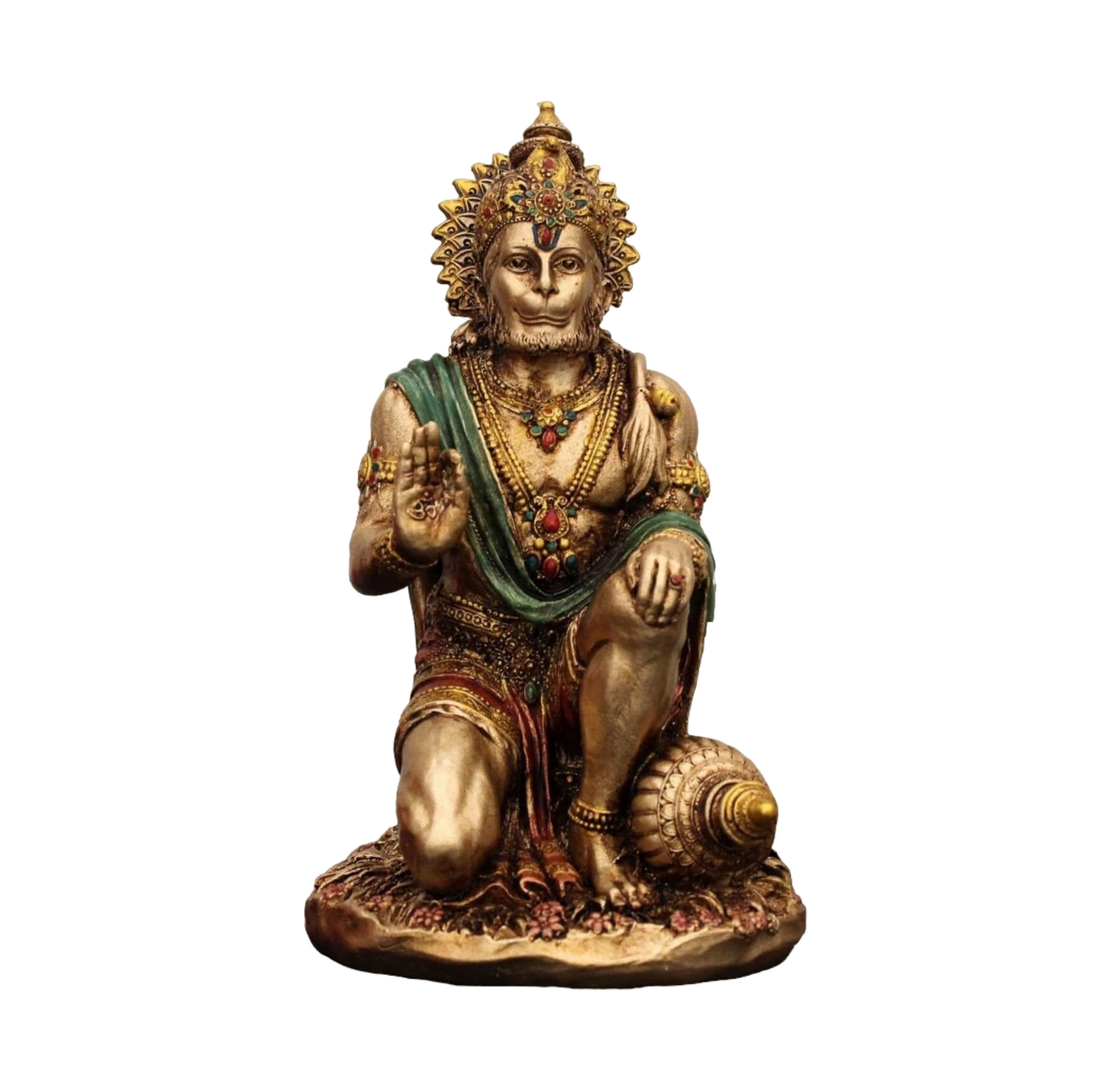 Resin Hanuman Statue for Home Temple, Pooja Room Decoration Items, Hanuman Ji Murti, Bajrang bali Statue, Home Temple Decor Idol, 18 CM